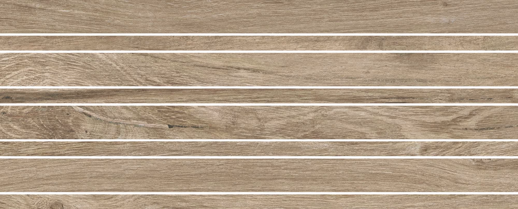 Horizontal wooden texture strips in beige-brown tones separated by white lines.
