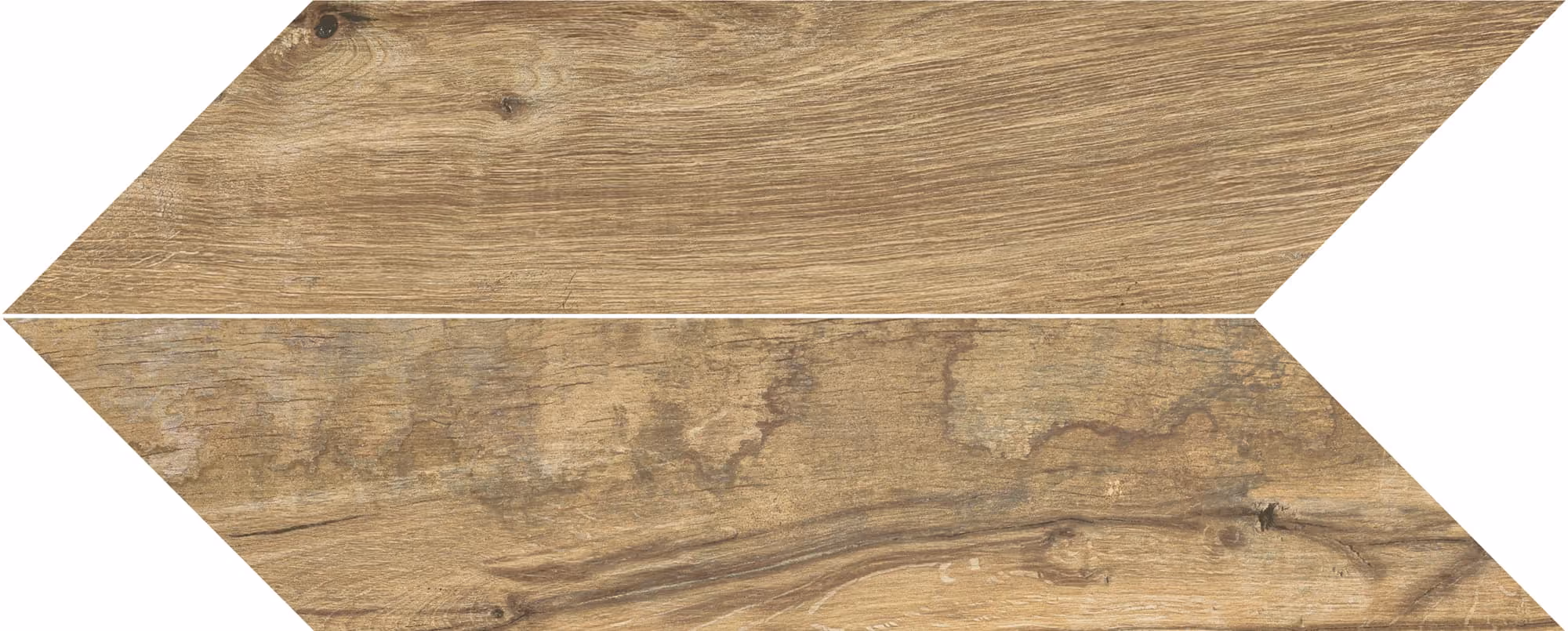 Two wood-textured chevron shapes in different shades of beige and brown.