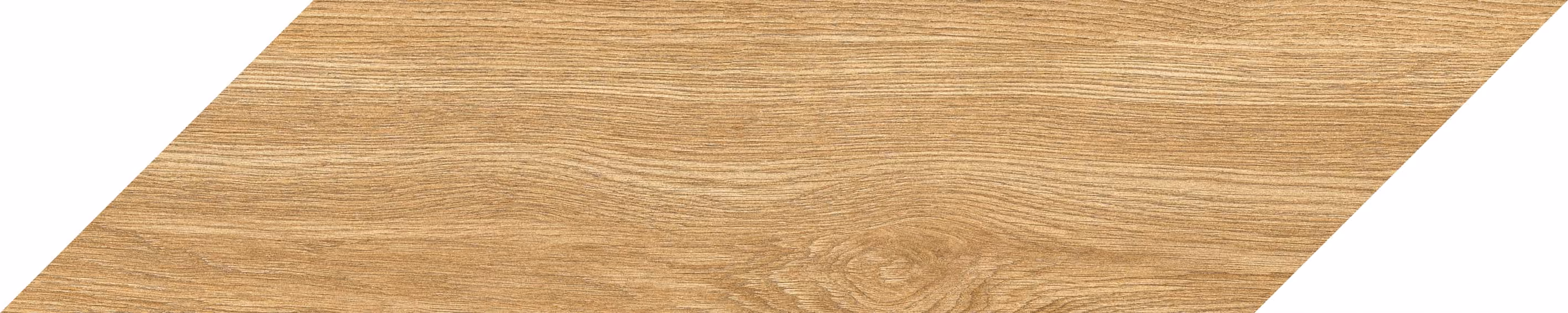 Beige wooden plank with natural wood grain texture and a trapezoid shape.