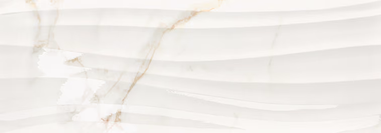 White marble slab with subtle beige and gold veining and soft wavy texture.