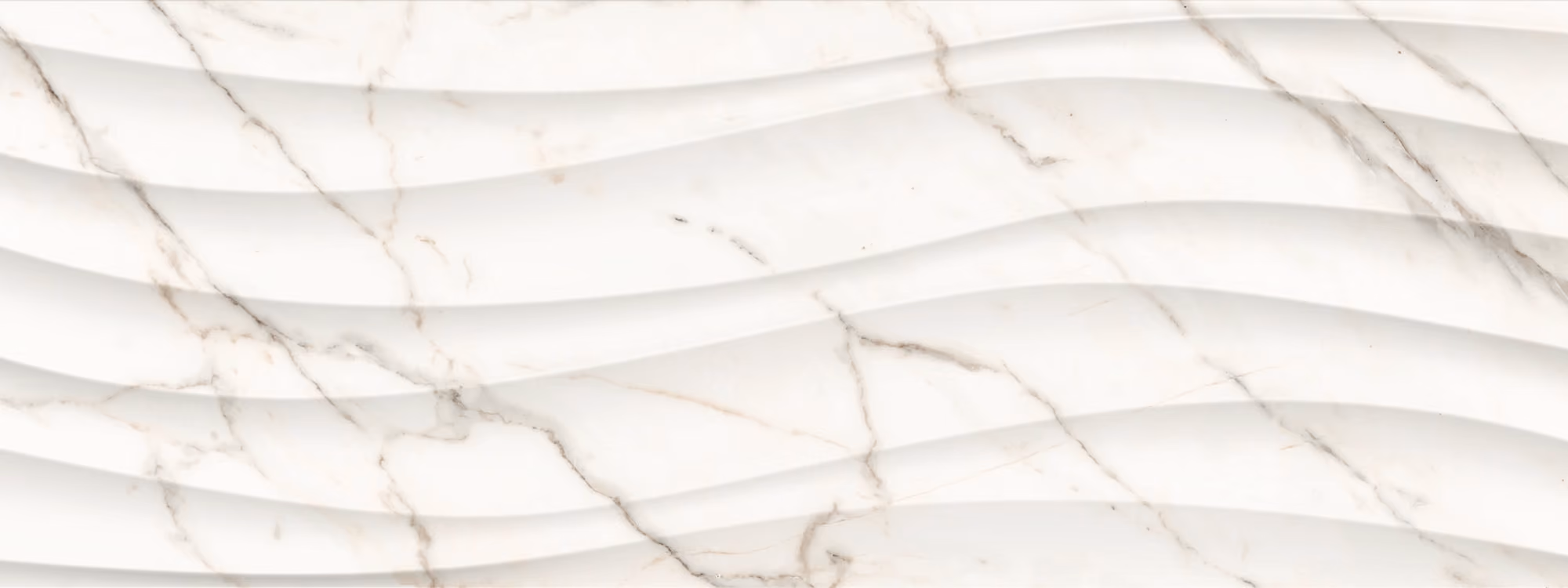 White marble surface with light beige and gray veining and a subtle wave texture.