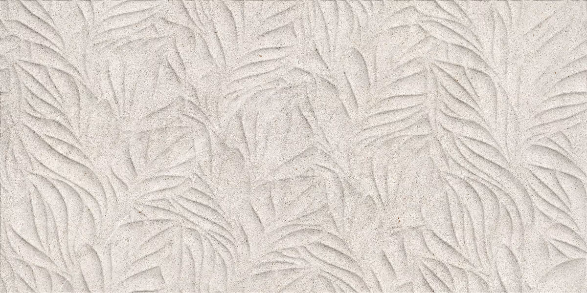 Light grey textured surface with a subtle embossed leaf pattern.