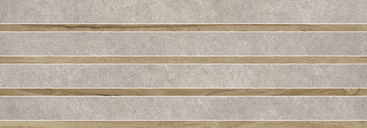 Horizontal alternating wood and gray stone textured planks pattern.
