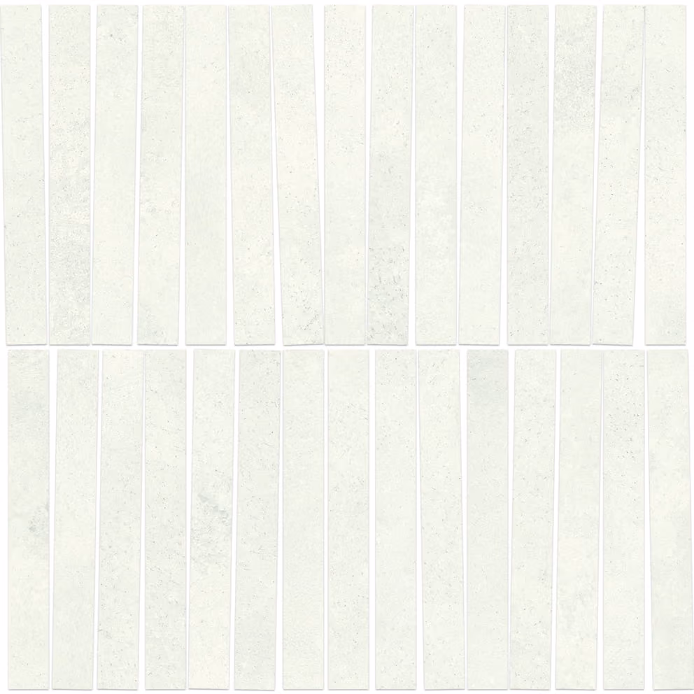 White rectangular mosaic tiles arranged in a grid with subtle variations in texture and tone.