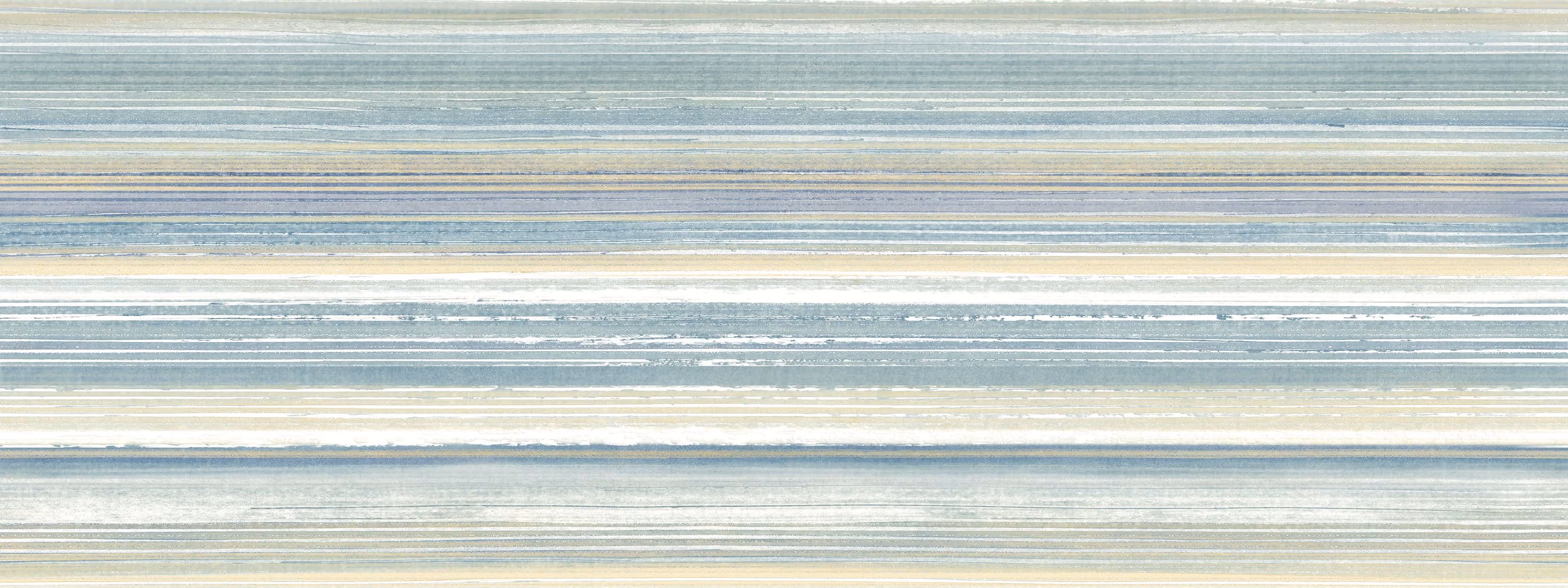 Abstract horizontal stripes in muted blue, beige, white, and gray tones with a textured, painterly style.