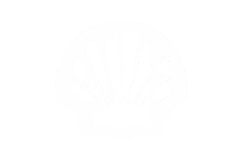 White shell icon with radiating lines on a black background.