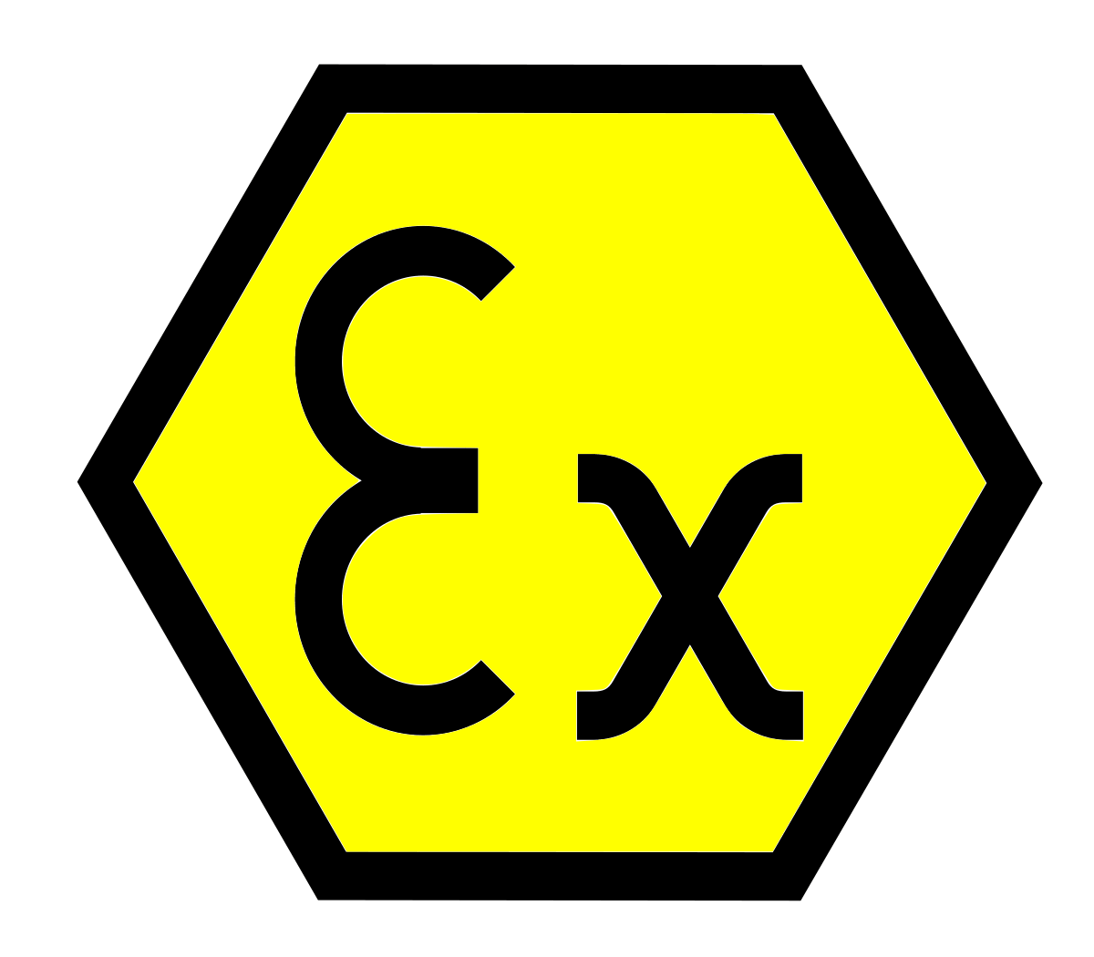 Black Greek letter Sigma and letter X inside a yellow hexagon with a black border.