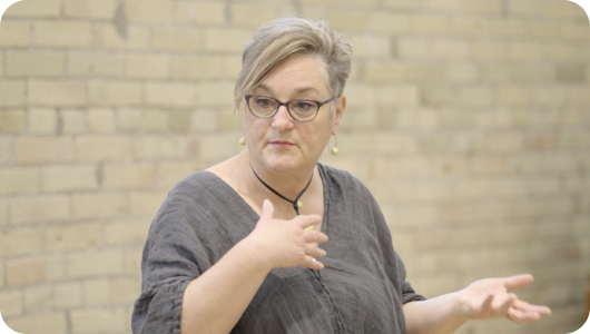 Louise Pitre facilitating a discussion