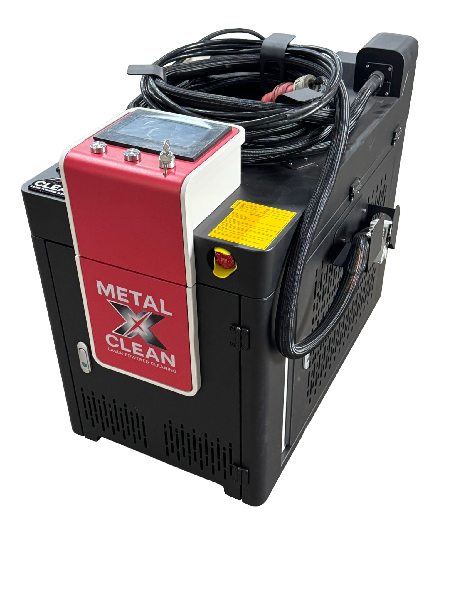 MetalXClean lasermachine rood zijaanzicht