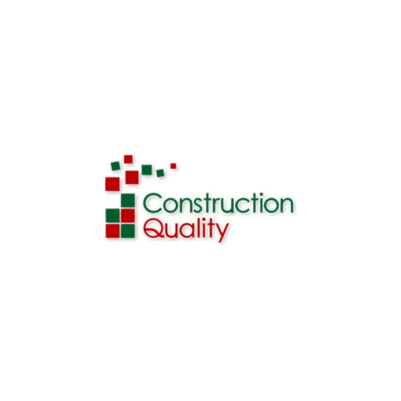 Logo van Construction Quality met groene en rode blokjes