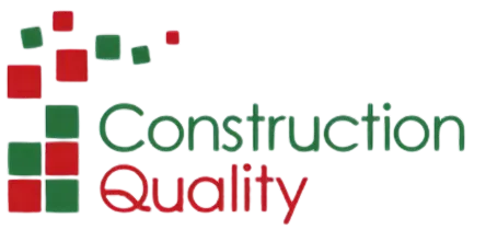 Logo van Construction Quality met rode en groene blokjes naast de tekst