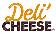 Logo Deli’ Cheese avec texte orange et marron foncé.