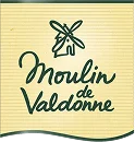 Logo vert de Moulin de Valdonne avec une petite icône d'un moulin à vent au-dessus du texte.