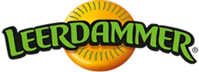 Logo Leerdammer avec un demi-cercle jaune et vert.