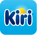 Logo de la marque Kiri avec un fond bleu dégradé et un point jaune sur la lettre i.