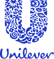 Logo Unilever bleu avec le texte 'Unilever' en dessous.