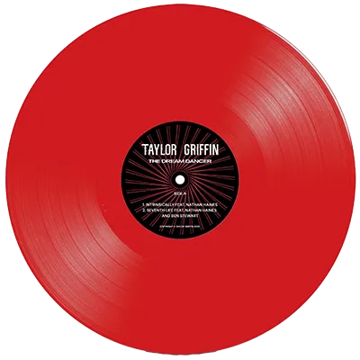 Green vinyl record with a black and green label at the center.