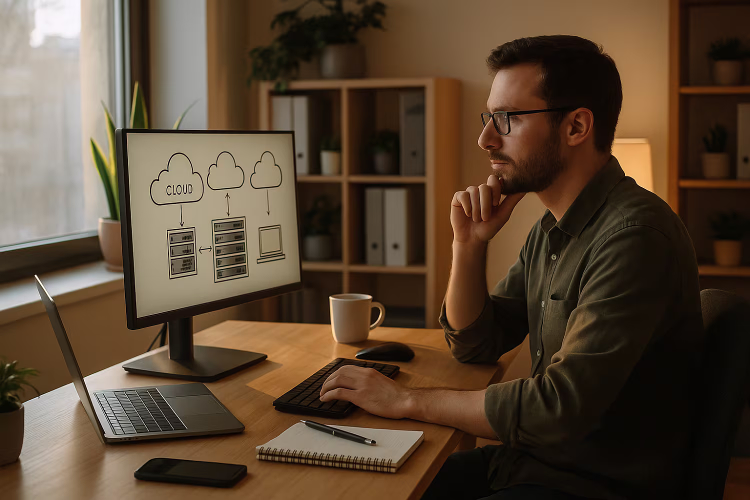 IT professional analyzing cloud IT solutions