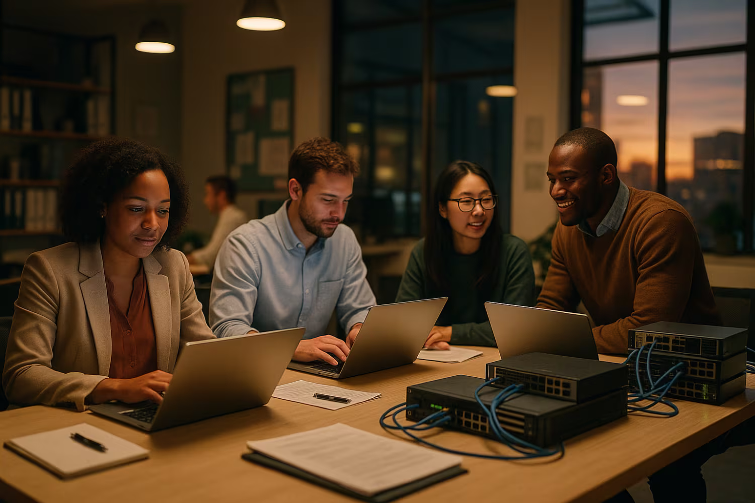 Diverse professionals at MSP provider office
