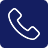 Plava ikonica sa simbolom telefonske slušalice za kontakt telefon.