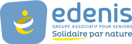Edenis logo with stylized person icon and text reading 'edenis GROUPE ASSOCIATIF POUR SENIORS Solidaire par nature'.