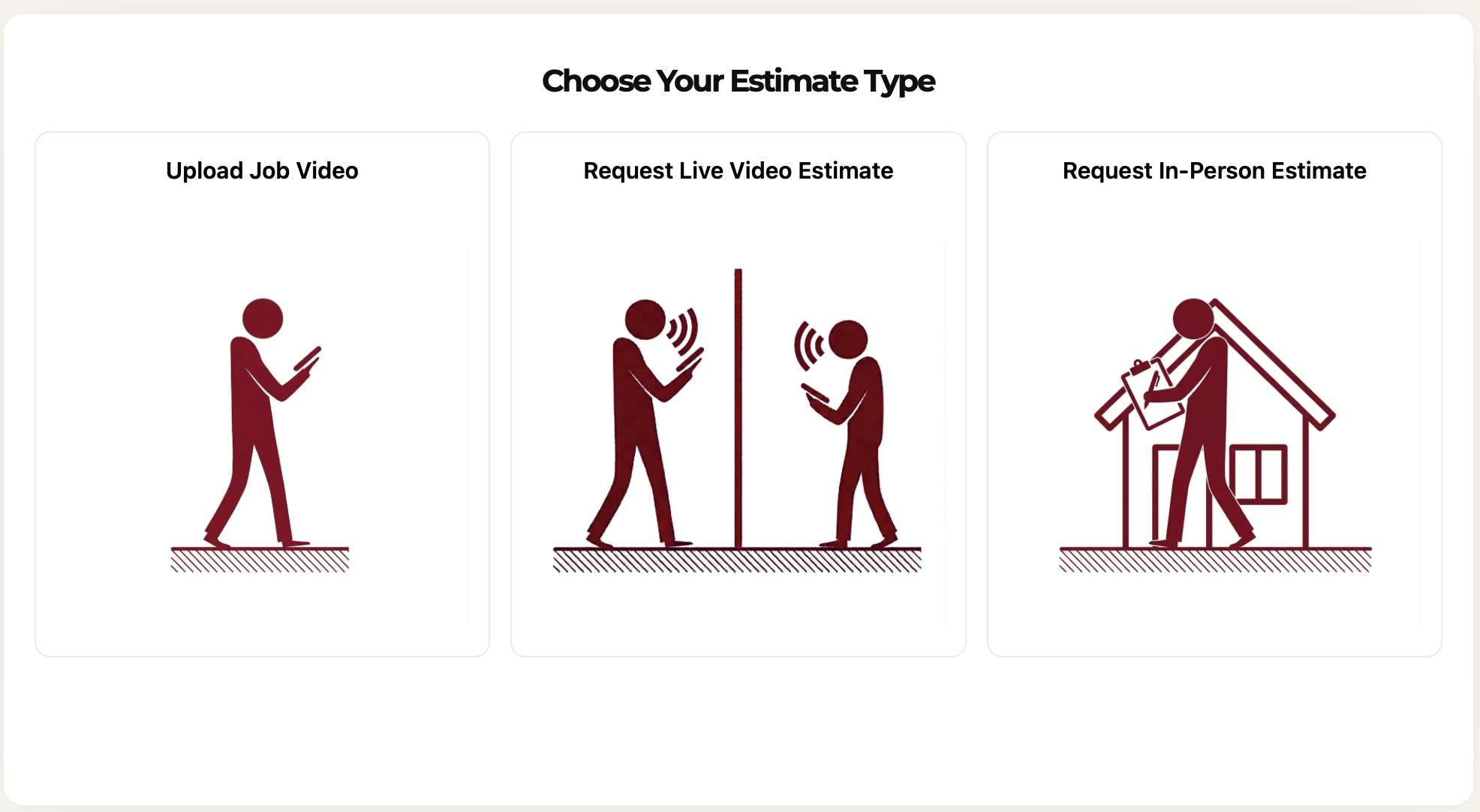 Form asking for additional job details with an upload button labeled 'Upload Job Video', a text box for job description, and a red 'Submit Video' button.