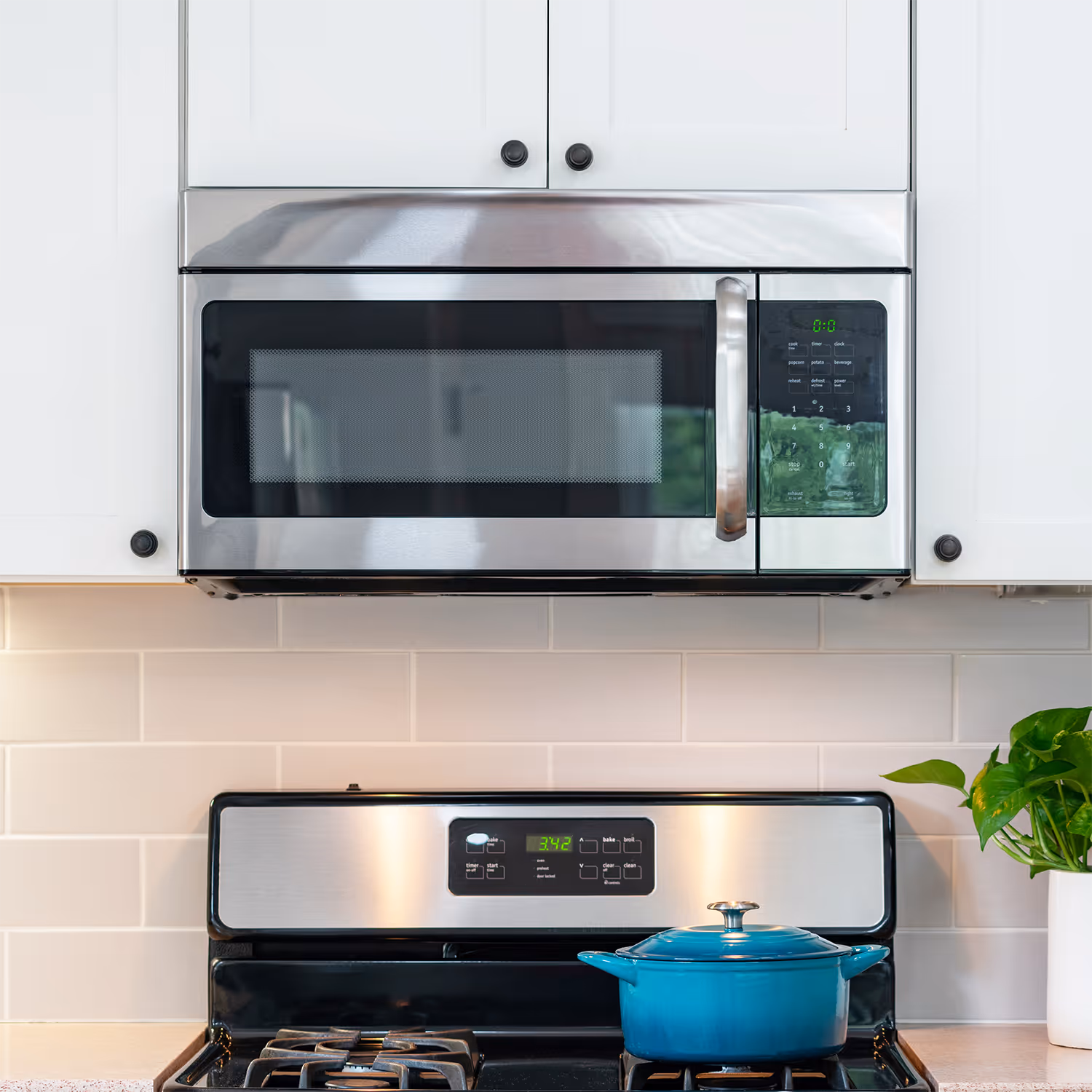 Built-in stainless steel microwave oven, representing D&D's microwave repair service