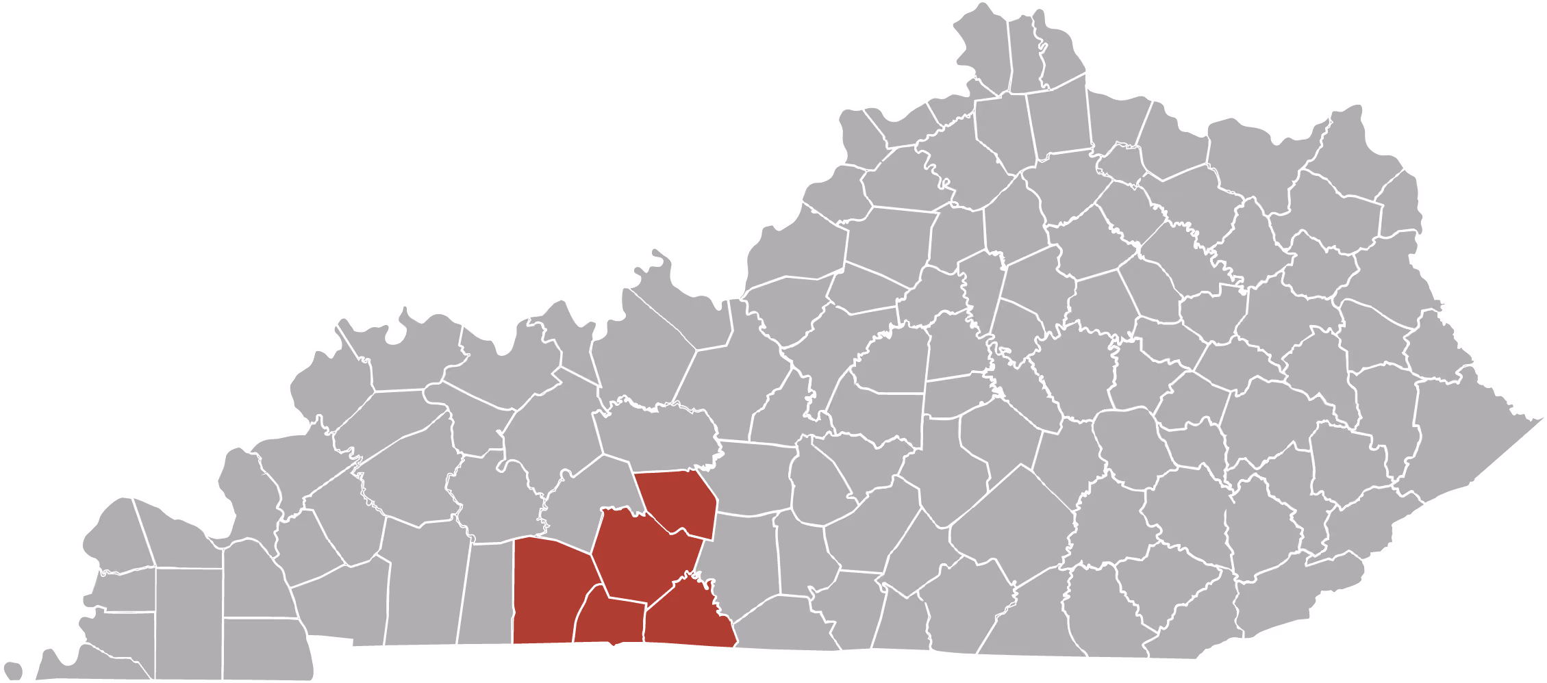 Map of Kentucky highlighting D&D Appliance Repair's service area: Warren, Edmonson, Simpson, Allen, and Logan counties