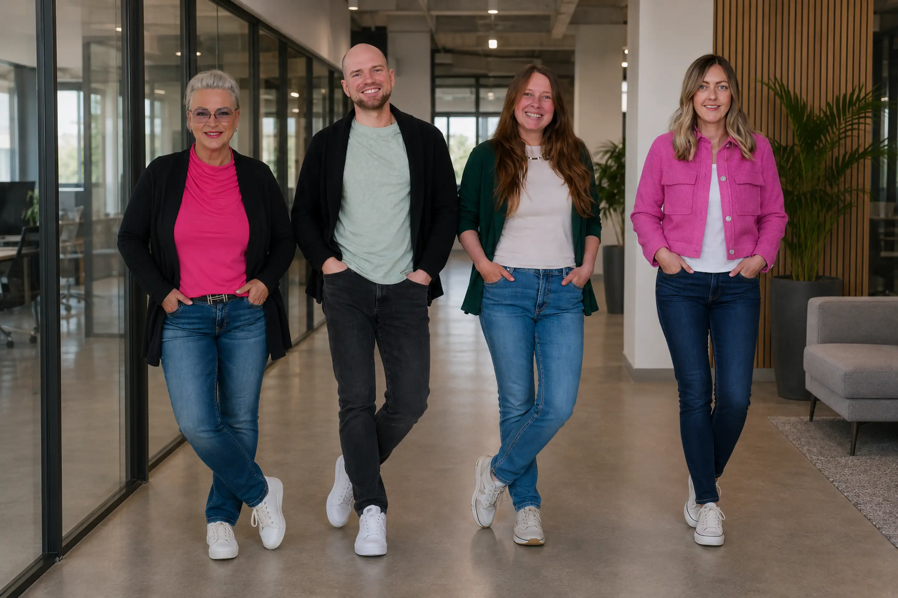 Ilka Bergrath und Christina Relius mit Team von connect people & company