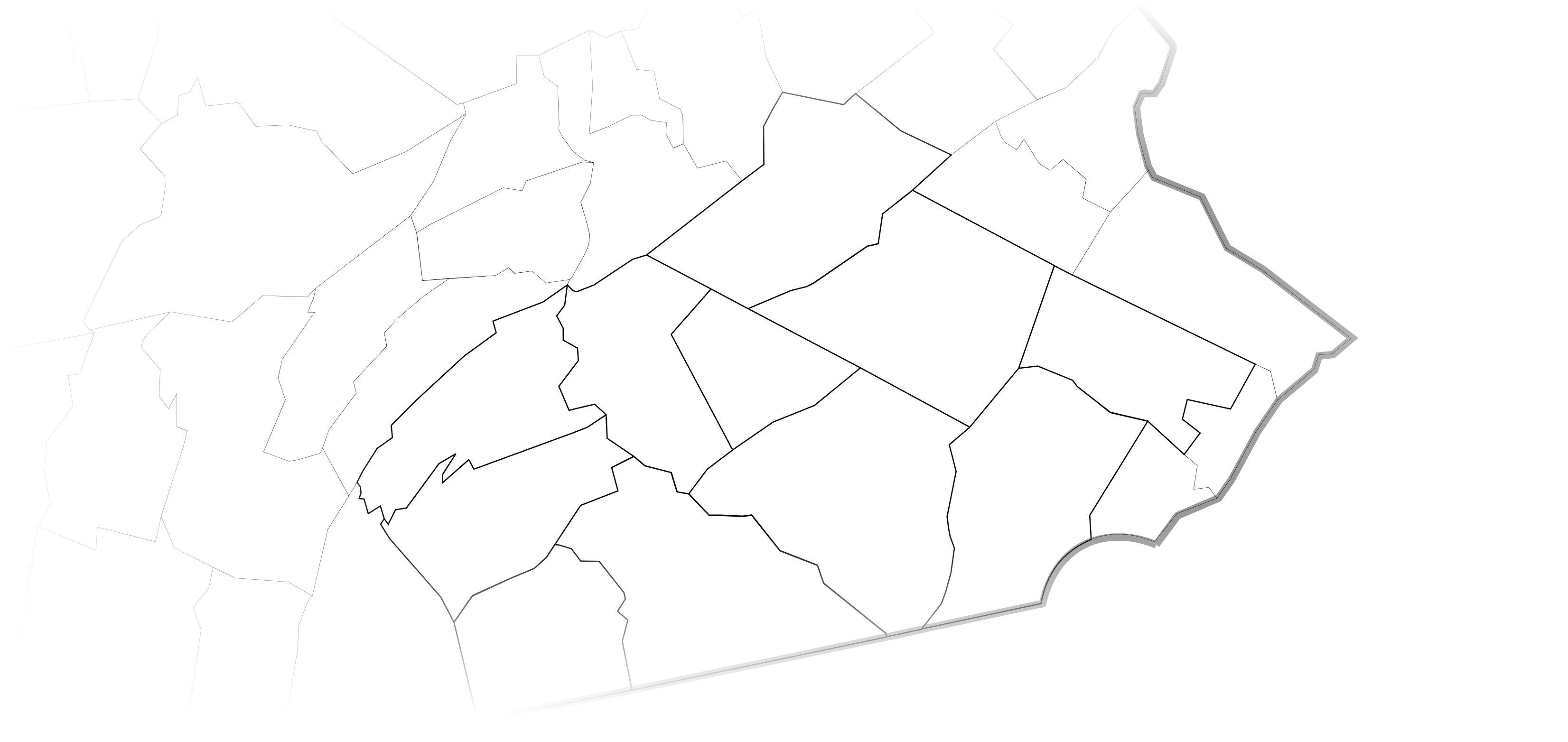 A map of Pennsylvania with highlighted areas served by Scenic View Roofing