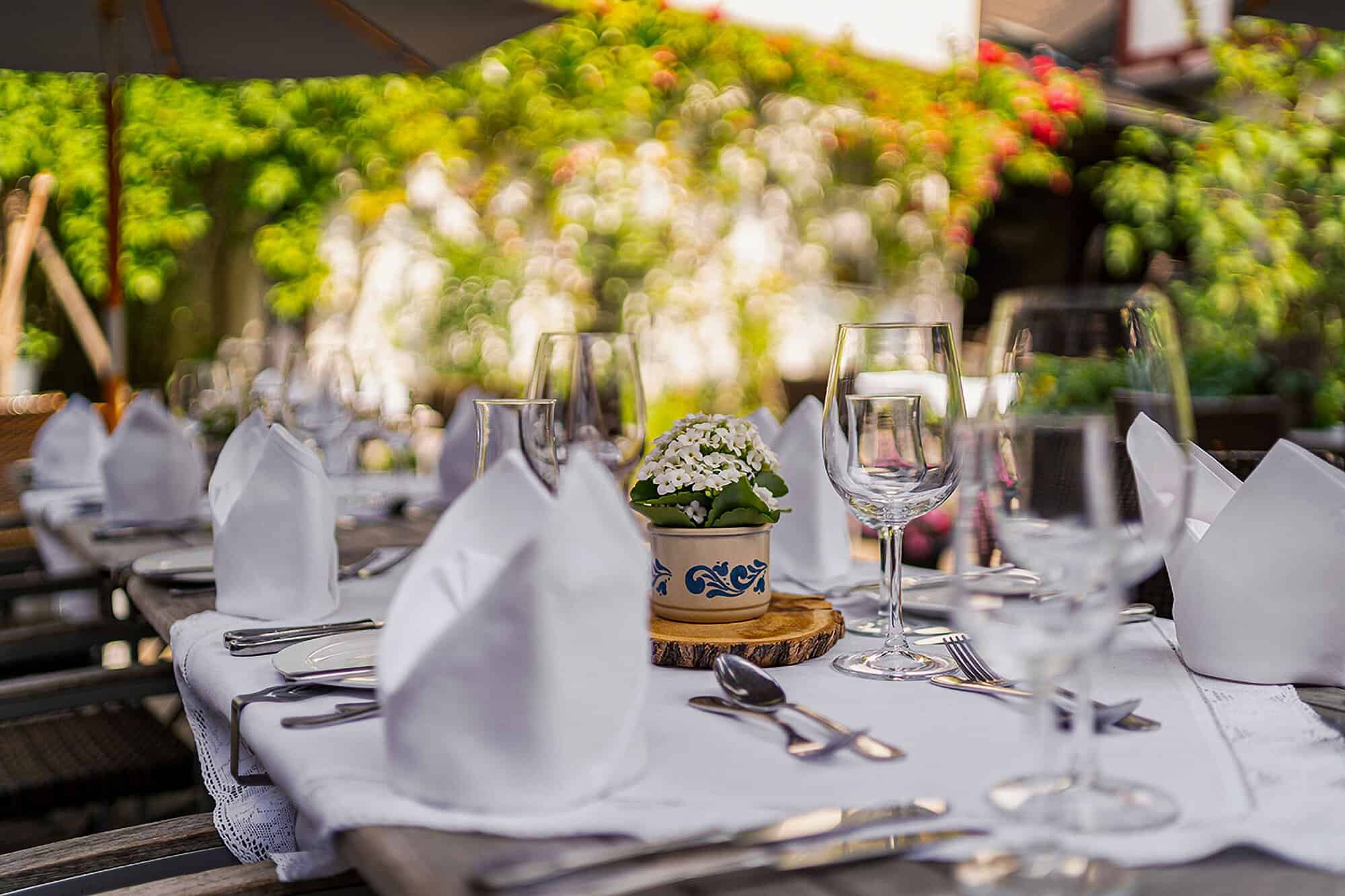 table set for outdoor lunch event