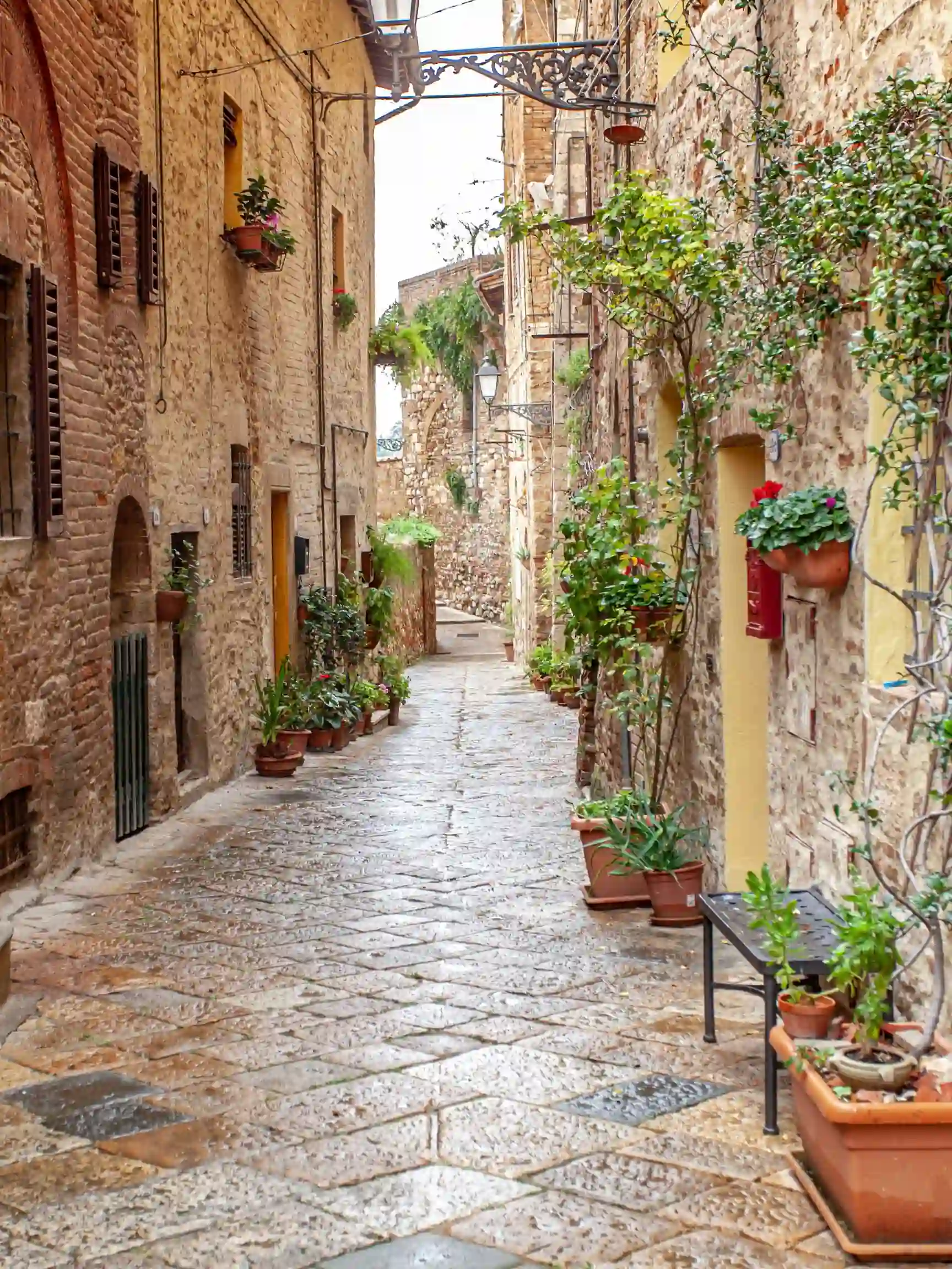 close tuscan terracota buidlings