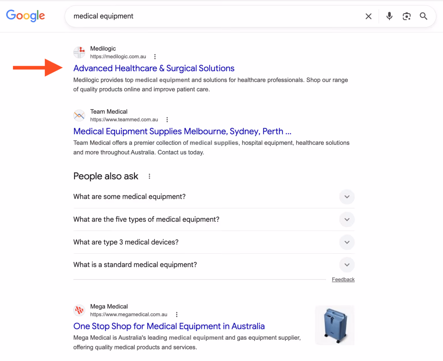SEO ranking results for Sutherland Shire client - Google search performance