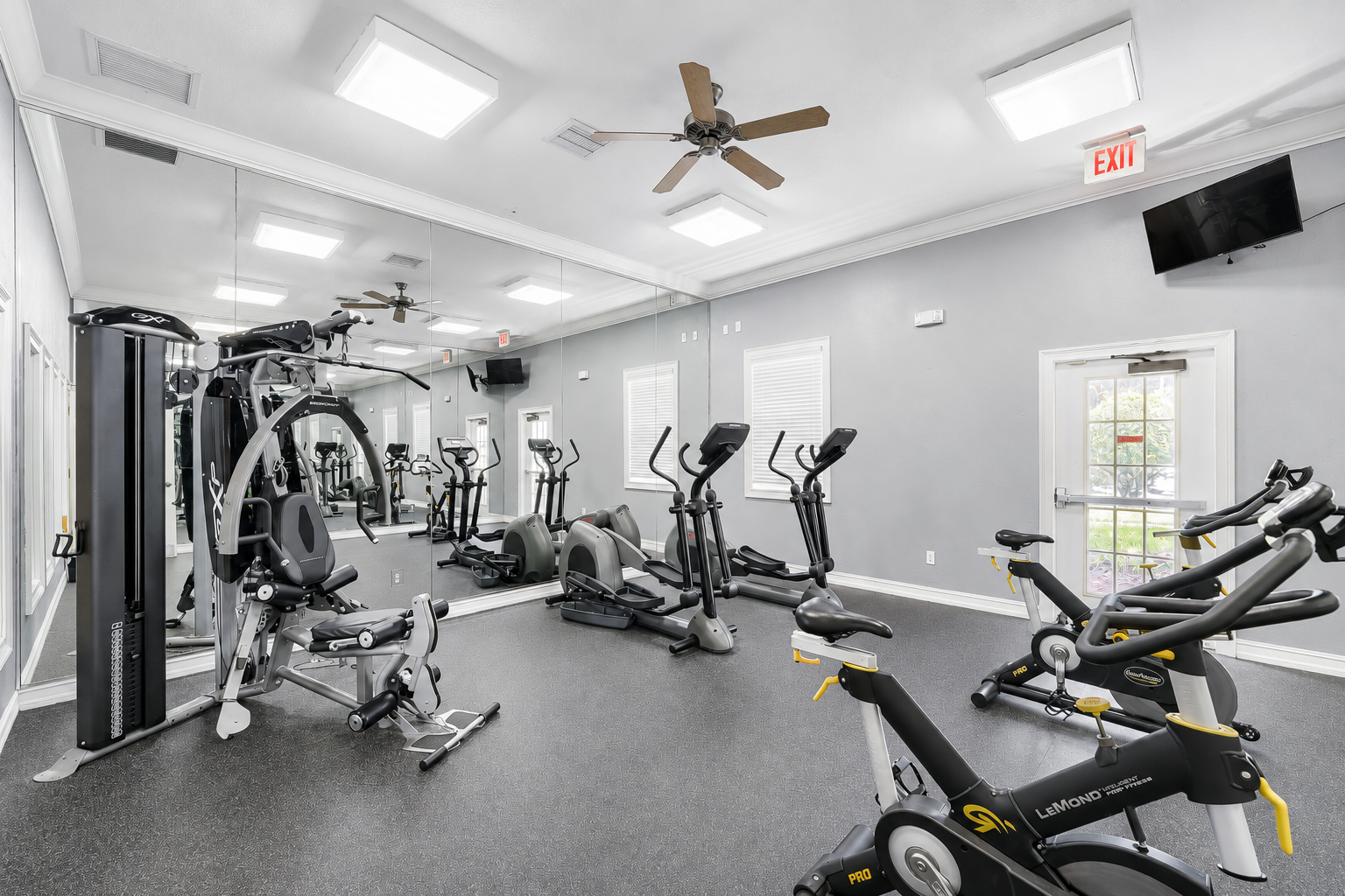 Gym with stationary bike