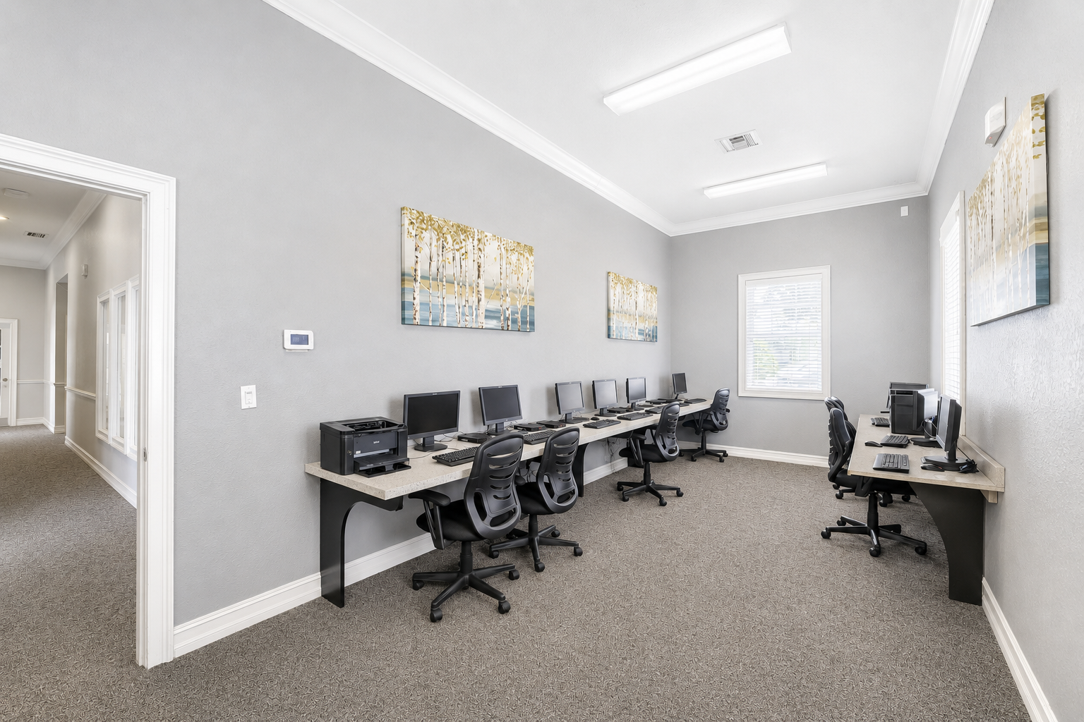 Business area with computers and desks