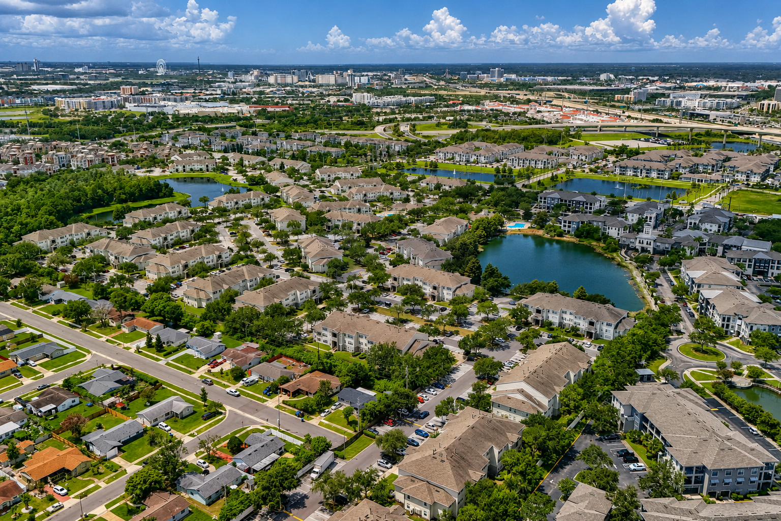 Aerial view of exterior and surrounding area with view of swimming pool