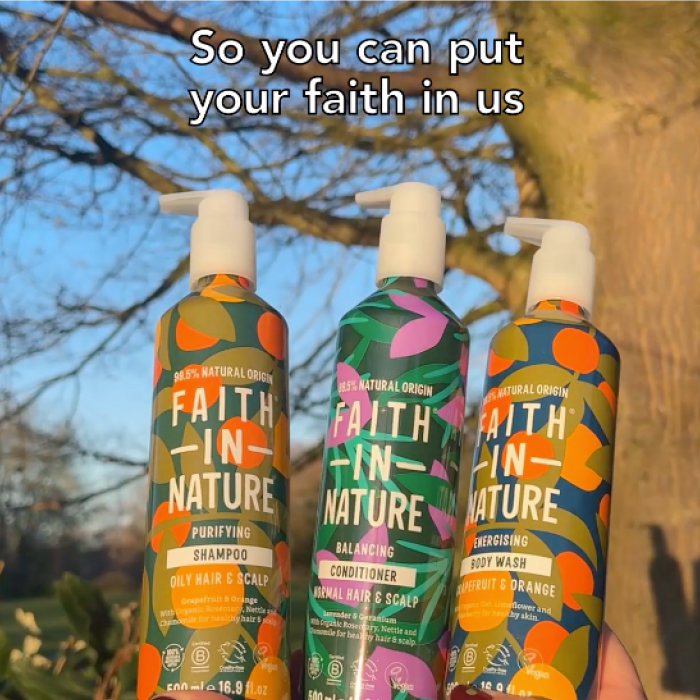 Faith in Nature Black Friday brand-led product imagery for paid social.