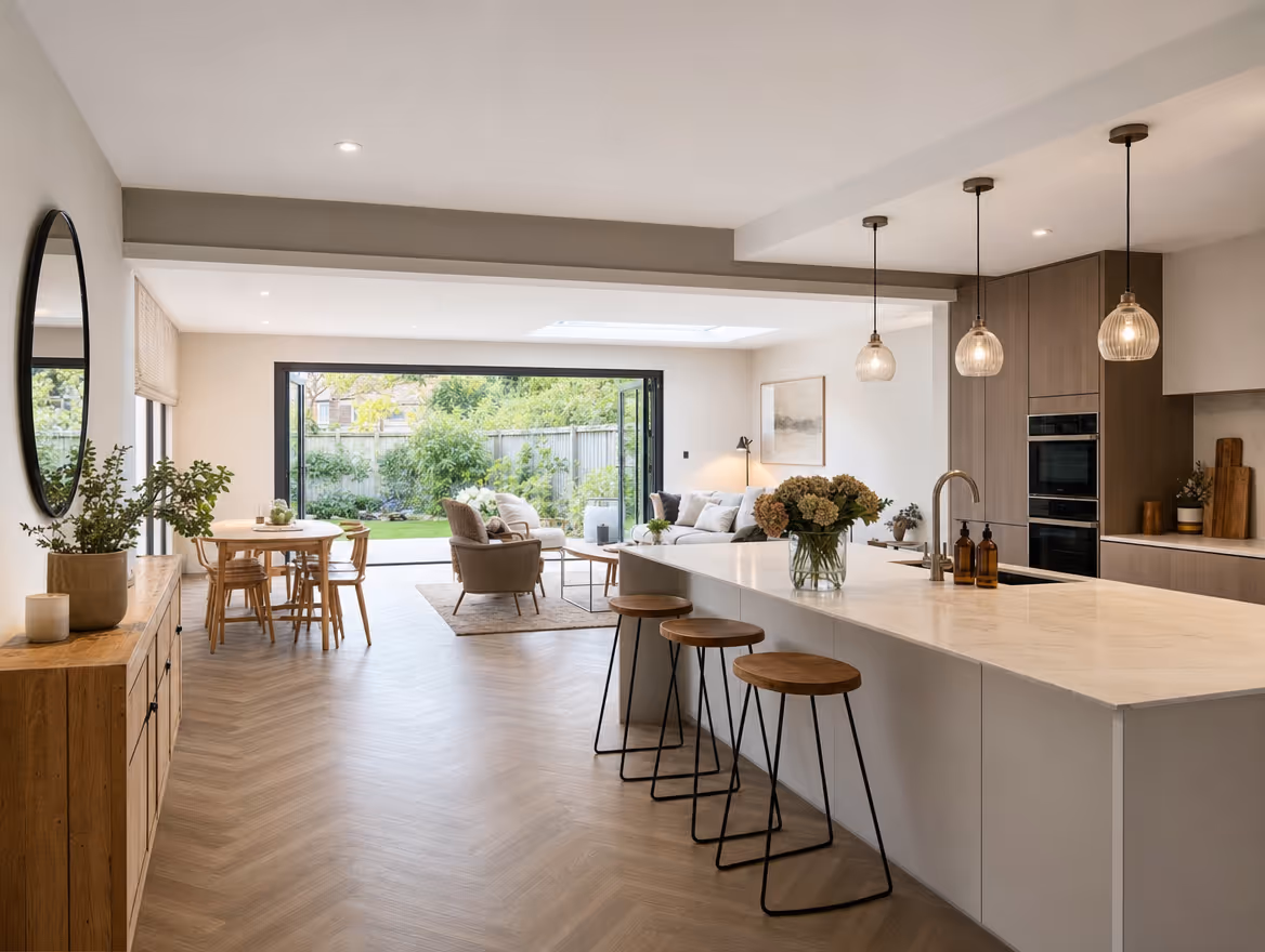 Open plan space created by structural alterations