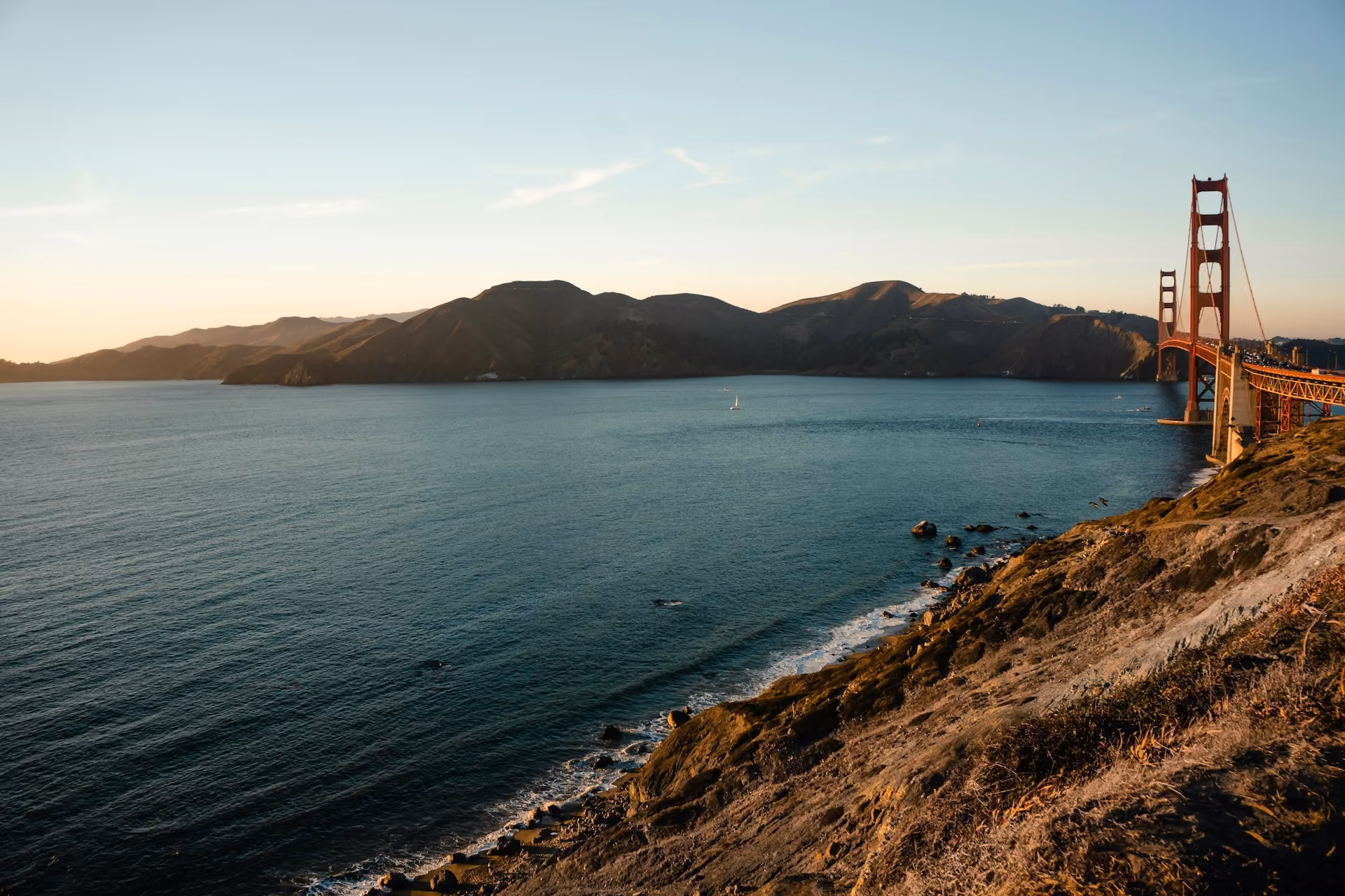 Golden gate bridge at sunset