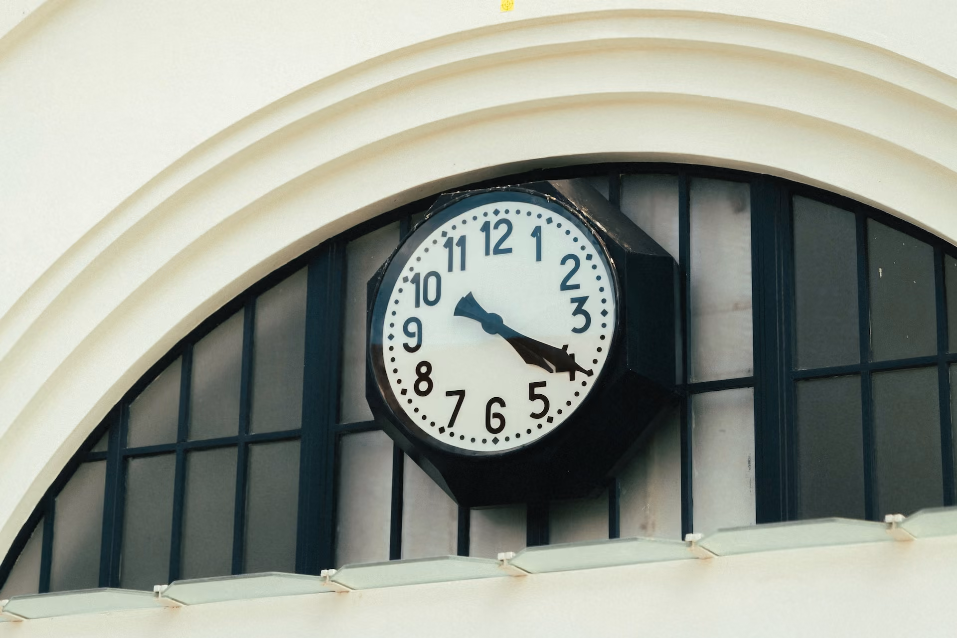 Clock on building.