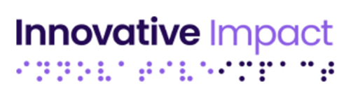 Innovative Impact logo with text and corresponding Braille dots beneath.