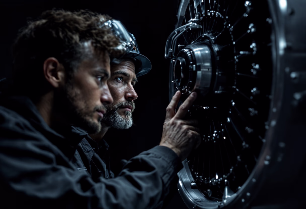 image of maintenance crew working on aircraft