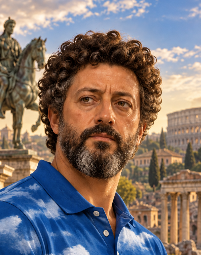 Marcus Aurelius in a TEC Mailing Soultions Cloud Shirt