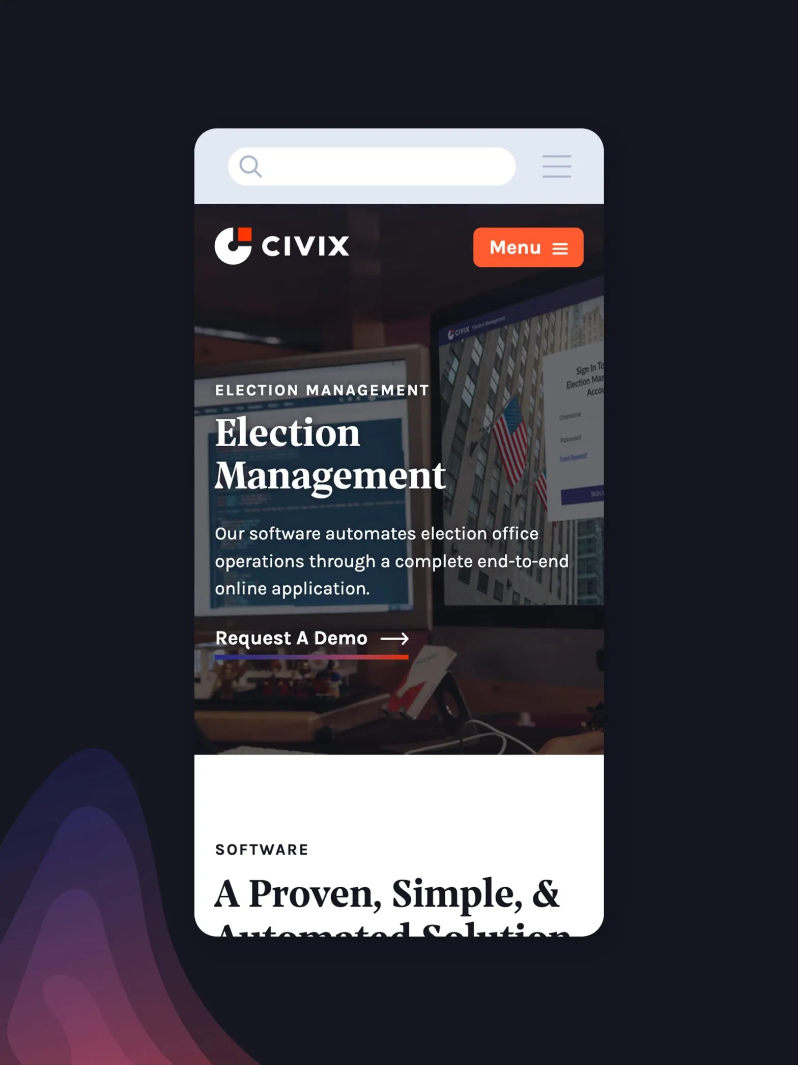 A phone showing the Civix election management page