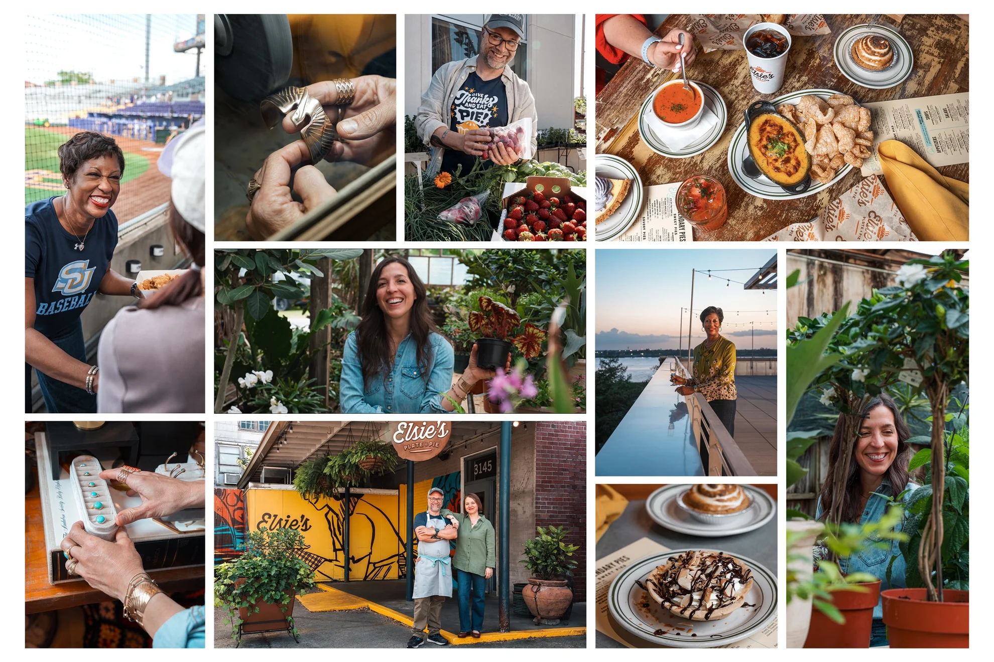 A grid of Visit Baton Rouge ambassador photographs showing local people, food and places