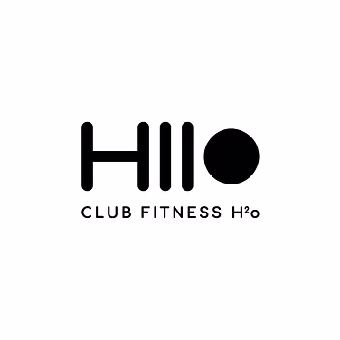 Logo noir du club de fitness H2O avec un design stylisé des lettres H et O.