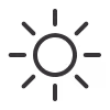 Icon of a sun with rays extending outward representing sunlight or brightness.