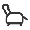 Icon of a reclining chair with extended footrest in black outline style.