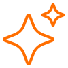 Two orange sparkle or star shapes of different sizes.