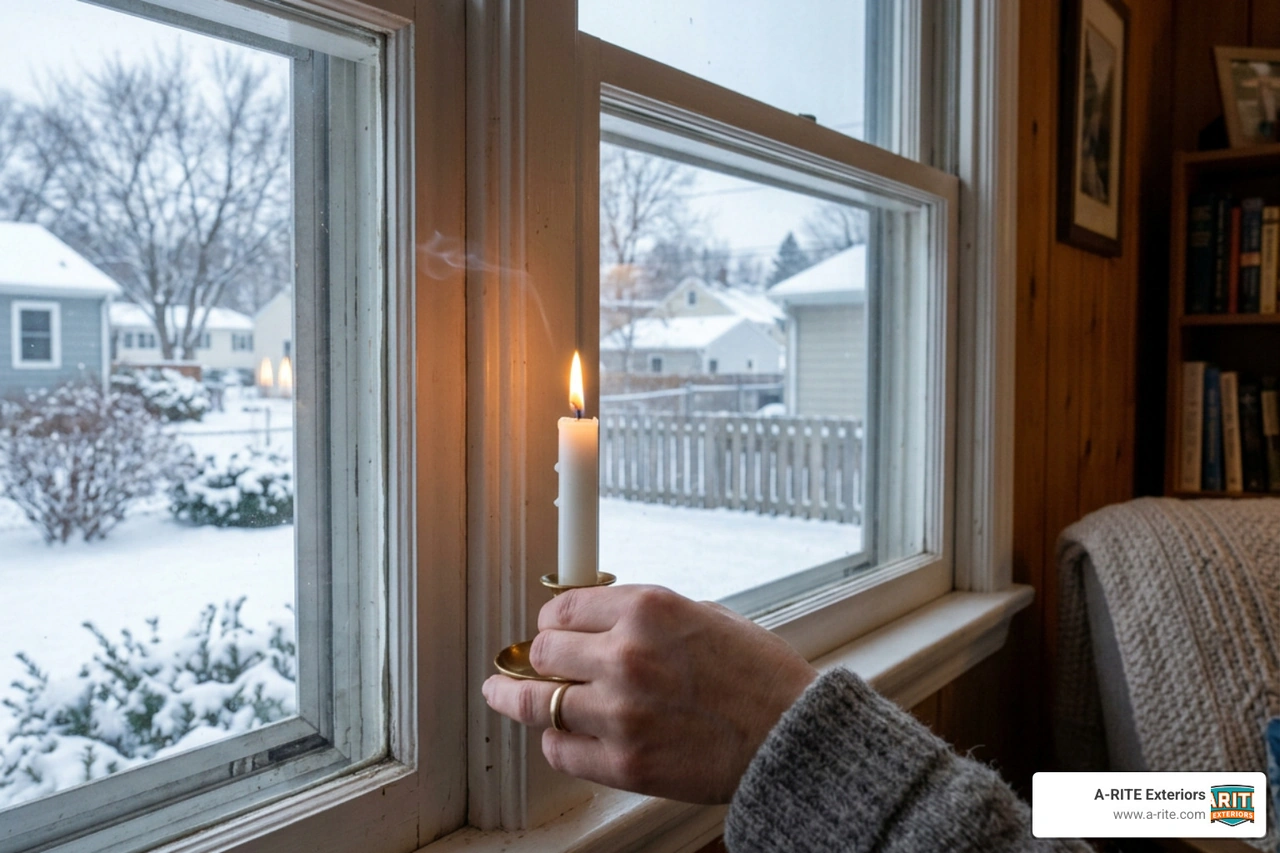 candle test near a window frame to detect drafts candle test near a window frame to detect drafts